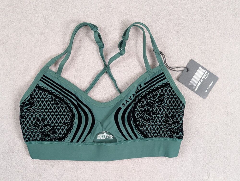Savage X Fenty Women's Medium Botantical Green Special FX Low Impact Sport Bra